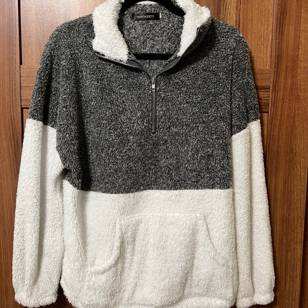Merokeety Multicolored Sherpa Quarter Zip Pullover
